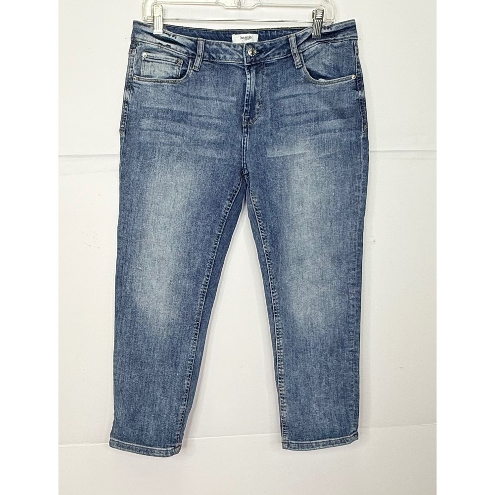 Kensie Jeans Cropped Denim 10/30 Blue Whiskered Stretch Boho Festival Streetwear